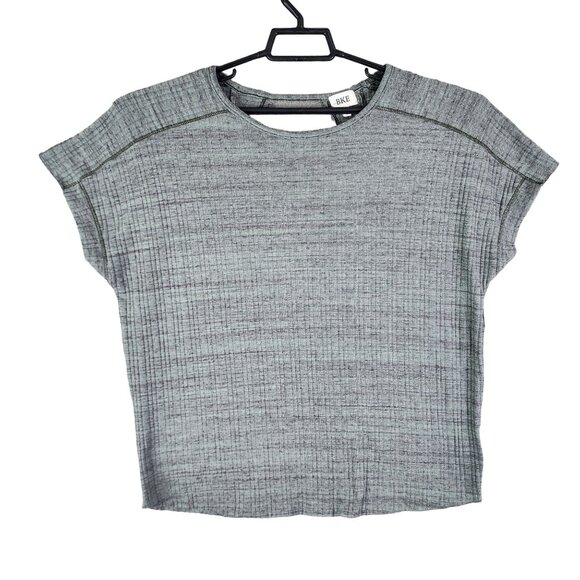Women's Gray Green BKE  Top Round Neck Short Sleeve Crisscross Back Design L - Picture 1 of 8